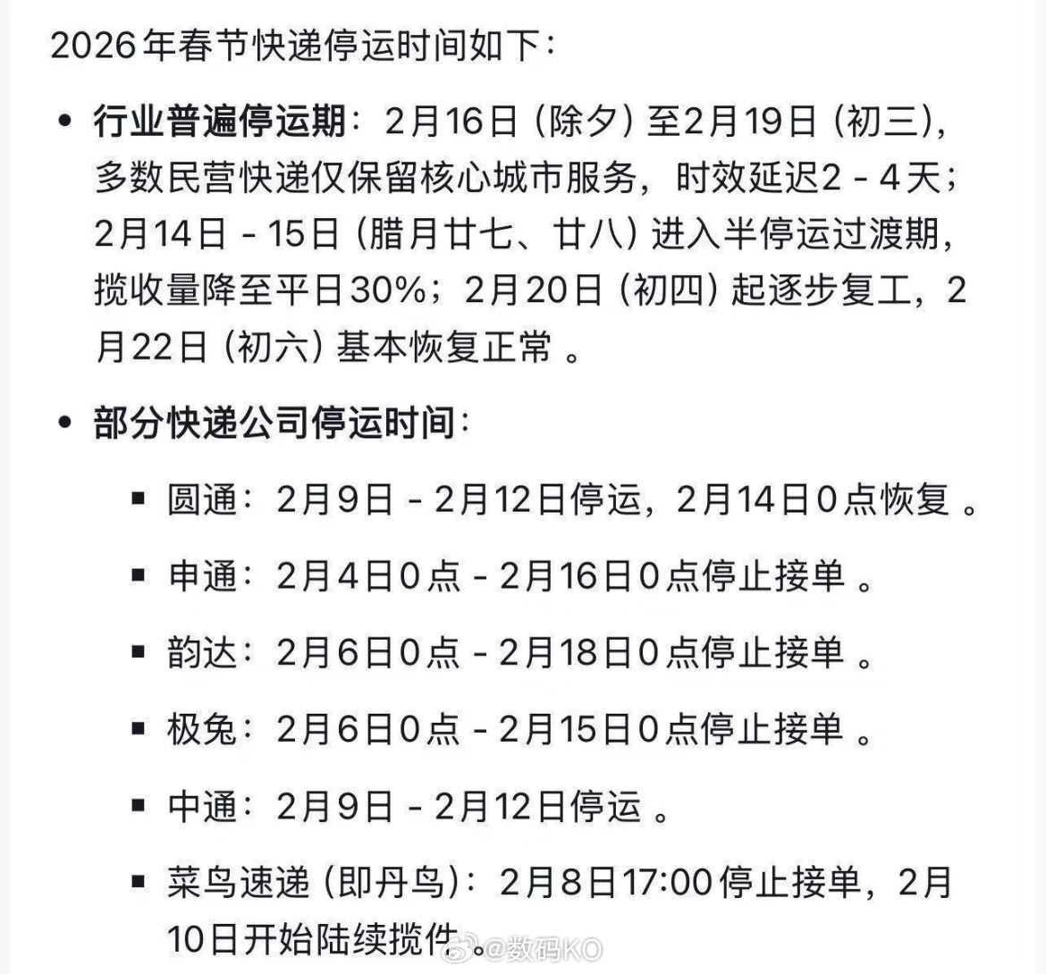 【快递什么时候开始停运2021，2026快递什么时候停运和恢复】