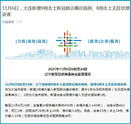 【辽宁新增9例本土无症状感染者，辽宁新增9例本土无症状感染者是哪里的】