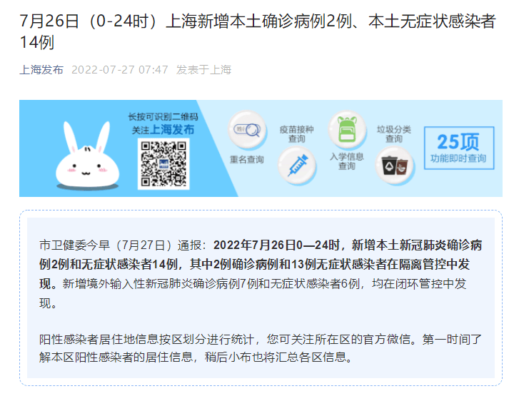 上海新增本土确诊6例、无症状55例(浙江新增1例本土无症状)