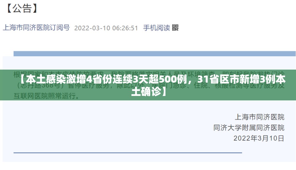 【本土感染激增4省份连续3天超500例，31省区市新增3例本土确诊】