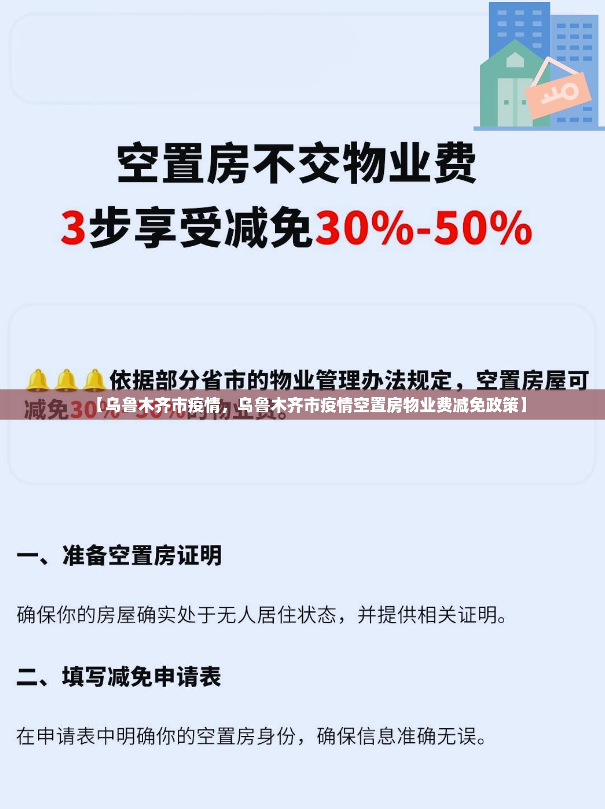 【乌鲁木齐市疫情，乌鲁木齐市疫情空置房物业费减免政策】