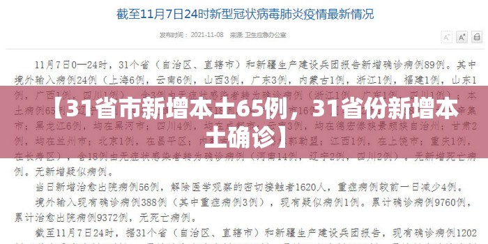 【31省市新增本土65例，31省份新增本土确诊】