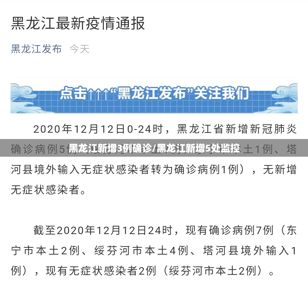 黑龙江新增3例确诊/黑龙江新增5处监控