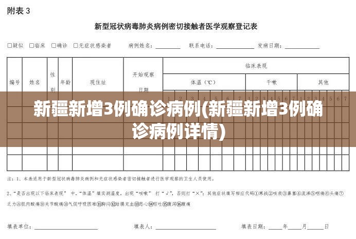 新疆新增3例确诊病例(新疆新增3例确诊病例详情)
