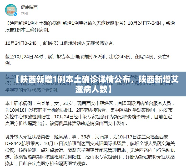【陕西新增1例本土确诊详情公布，陕西新增艾滋病人数】