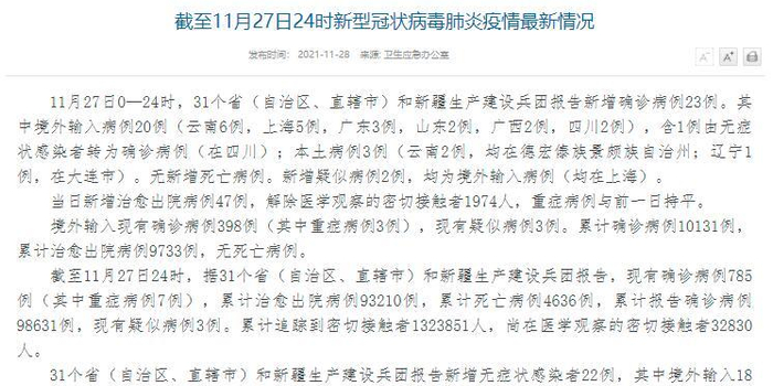 31省区市新增确诊病例32例/31省区市新增48例本土确诊病例