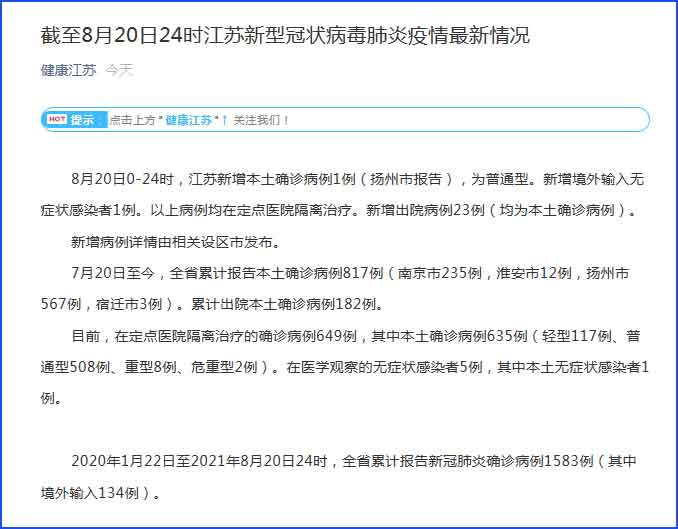 江苏新增本土确诊病例19例/江苏新增本土确诊病例19例是哪里的
