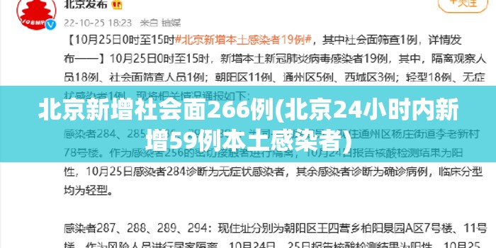 北京新增社会面266例(北京24小时内新增59例本土感染者)